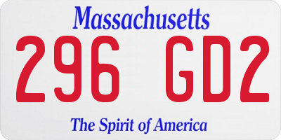 MA license plate 296GD2