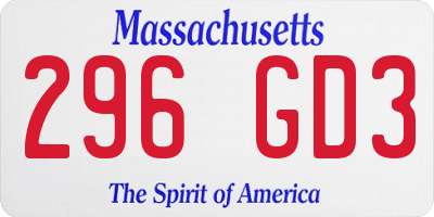 MA license plate 296GD3