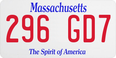MA license plate 296GD7