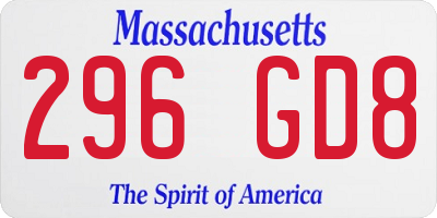 MA license plate 296GD8
