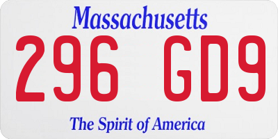 MA license plate 296GD9