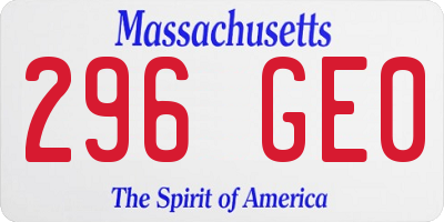 MA license plate 296GE0