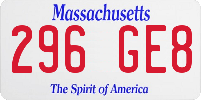 MA license plate 296GE8
