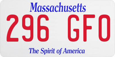 MA license plate 296GF0