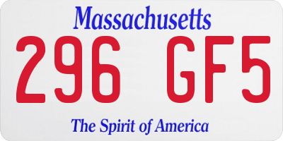 MA license plate 296GF5