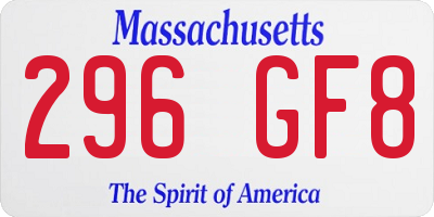 MA license plate 296GF8