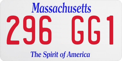 MA license plate 296GG1