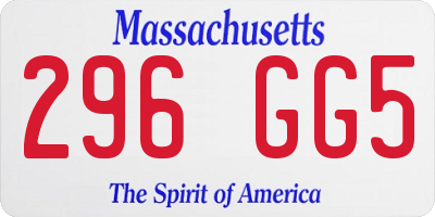 MA license plate 296GG5