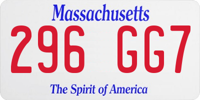 MA license plate 296GG7
