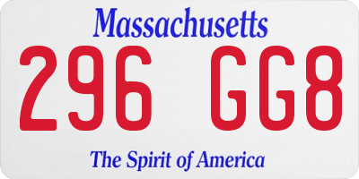 MA license plate 296GG8