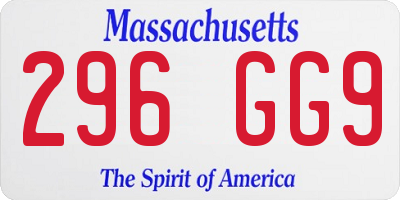 MA license plate 296GG9