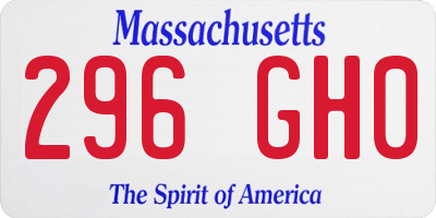 MA license plate 296GH0