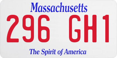 MA license plate 296GH1