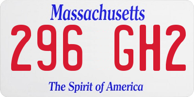 MA license plate 296GH2