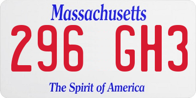MA license plate 296GH3