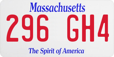 MA license plate 296GH4