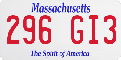 MA license plate 296GI3