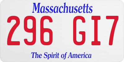 MA license plate 296GI7
