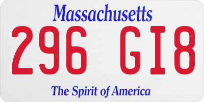 MA license plate 296GI8