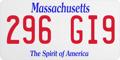 MA license plate 296GI9