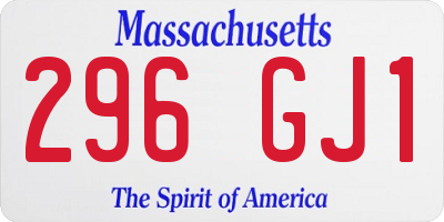 MA license plate 296GJ1