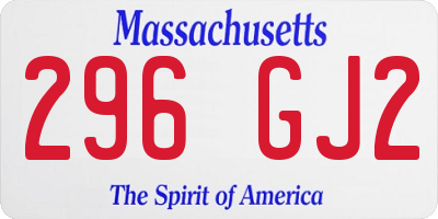 MA license plate 296GJ2