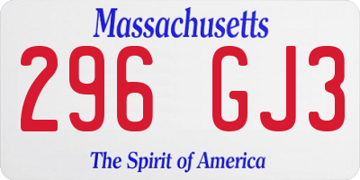 MA license plate 296GJ3