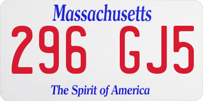 MA license plate 296GJ5