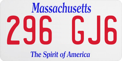 MA license plate 296GJ6