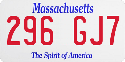 MA license plate 296GJ7