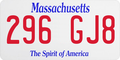 MA license plate 296GJ8