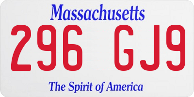 MA license plate 296GJ9