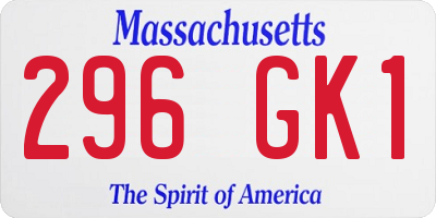 MA license plate 296GK1