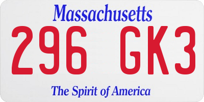MA license plate 296GK3