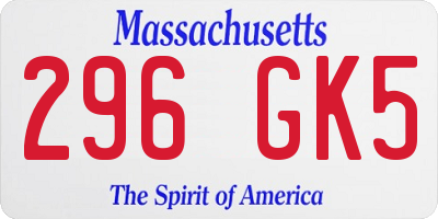 MA license plate 296GK5
