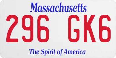 MA license plate 296GK6