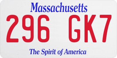 MA license plate 296GK7