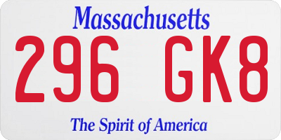 MA license plate 296GK8