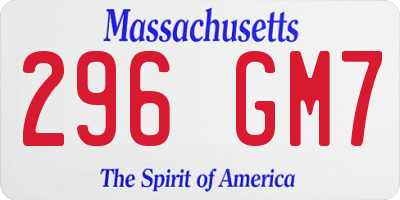 MA license plate 296GM7