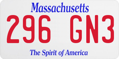 MA license plate 296GN3
