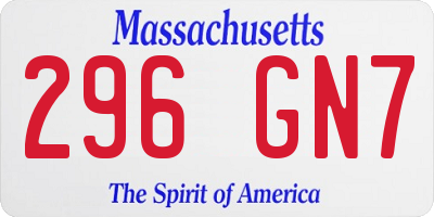 MA license plate 296GN7