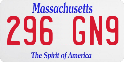 MA license plate 296GN9