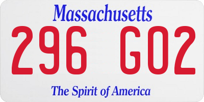 MA license plate 296GO2