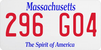 MA license plate 296GO4