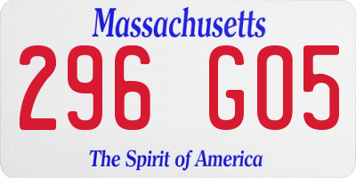 MA license plate 296GO5