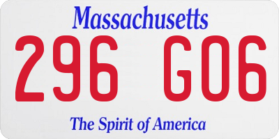 MA license plate 296GO6