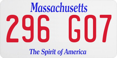 MA license plate 296GO7