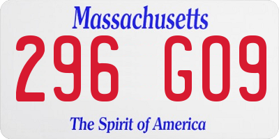 MA license plate 296GO9