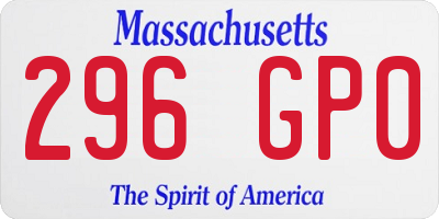 MA license plate 296GP0