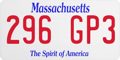 MA license plate 296GP3